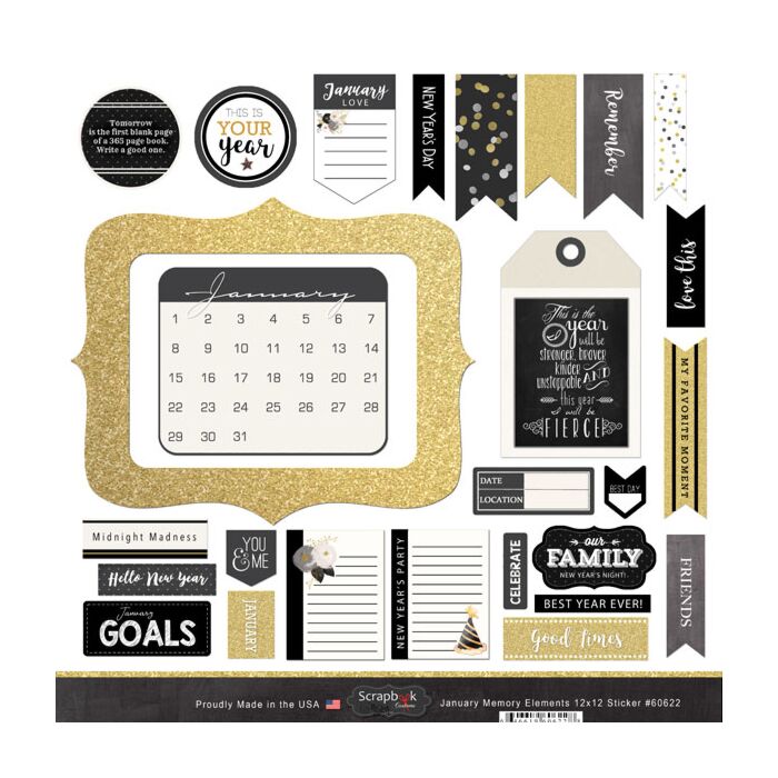 Scrapbook Customs - January Memory Elements Sticker