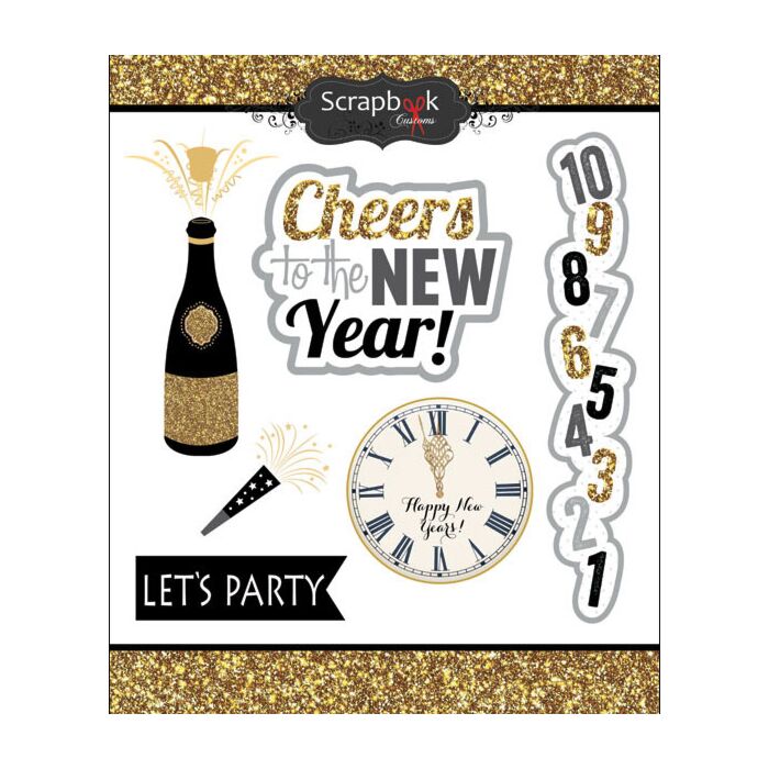 Scrapbook Customs - New Years Cheers Sticker