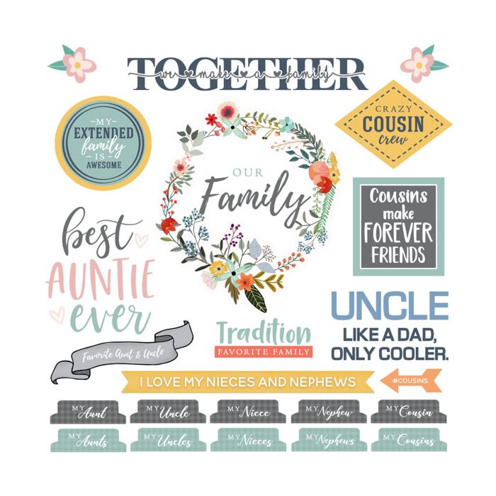 Scrapbook Customs - 12x12 Stickers - Family Extended - Stickers
