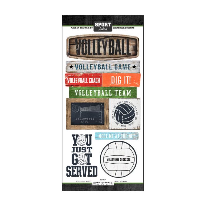 Scrapbook Customs - Volleyball Wood Sticker