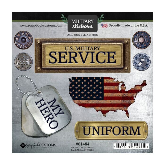 Scrapbook Customs - U.S. Military Service Faux Metal Sticker