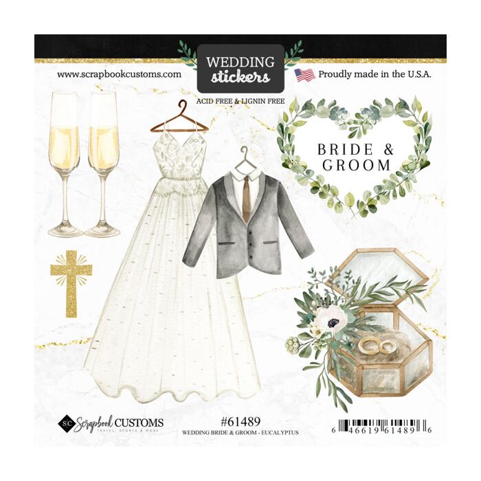 Scrapbook Customs - Wedding Bride & Groom (Stickers)