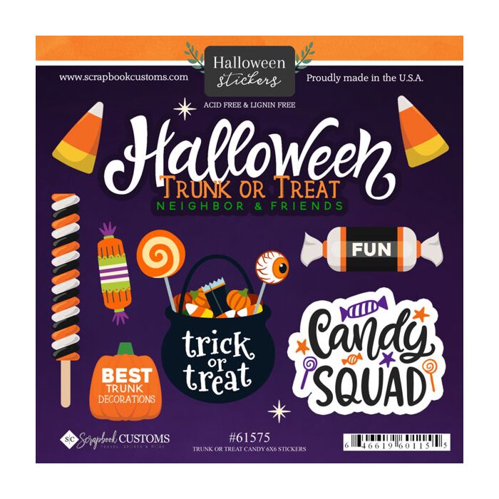 Scrapbook Customs Trunk or Treat Candy Sticker