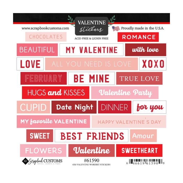 Scrapbook Customs Valentine Wordbits Sticker
