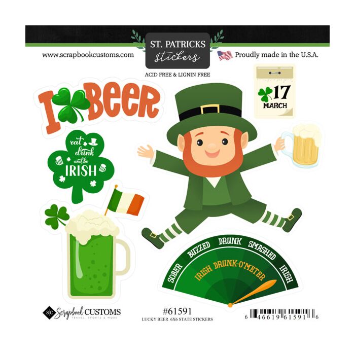 Scrapbook Customs Lucky Beer Sticker