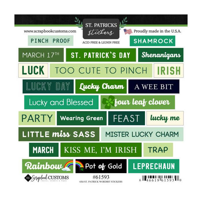 Scrapbook Customs St. Patrick Wordbits Sticker