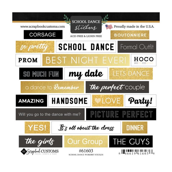 Scrapbook Customs School Dance Wordbits Sticker