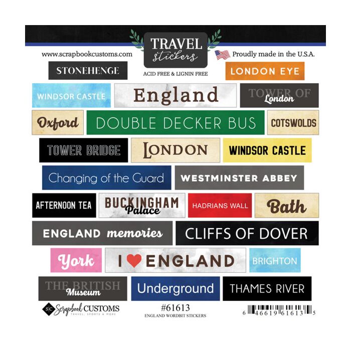 Scrapbook Customs ENGLAND WORDBITS STICKER