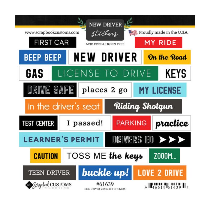 Scrapbook Customs New Driver Wordbits Sticker