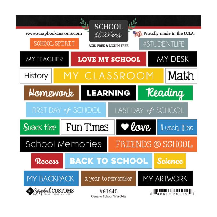 Scrapbook Customs Generic School Wordbits Sticker