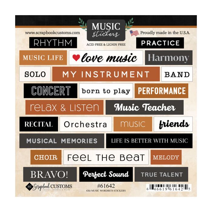 Scrapbook Customs Music Wordbits Sticker