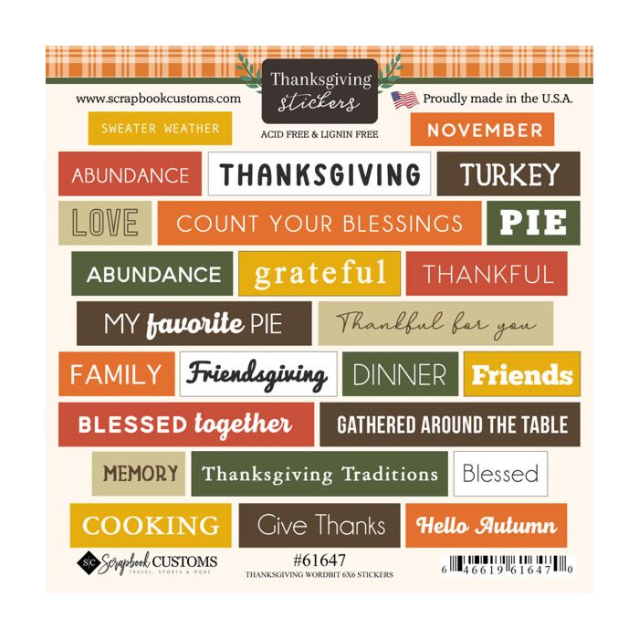 Scrapbook Customs Thanksgiving Wordbits Sticker