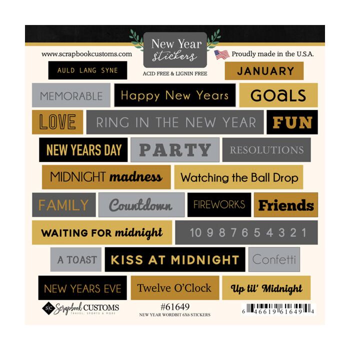 Scrapbook Customs New Years Wordbits Sticker