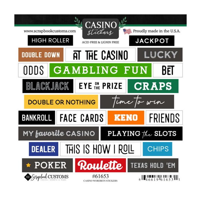 Scrapbook Customs Casino Wordbits Sticker