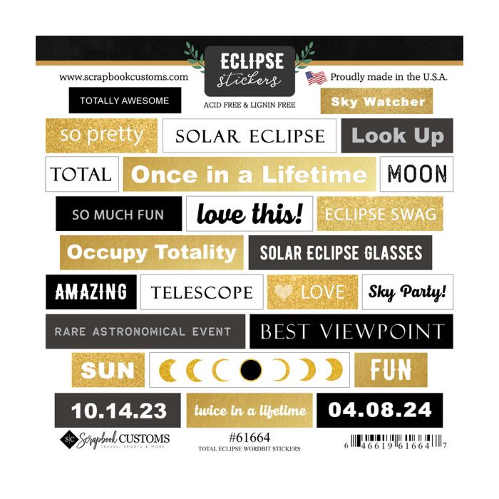 Scrapbook Customs  Solar Eclipse Wordbits Sticker   