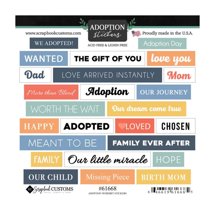 Scrapbook Customs 6x6 Stickers - Adoption Wordbits