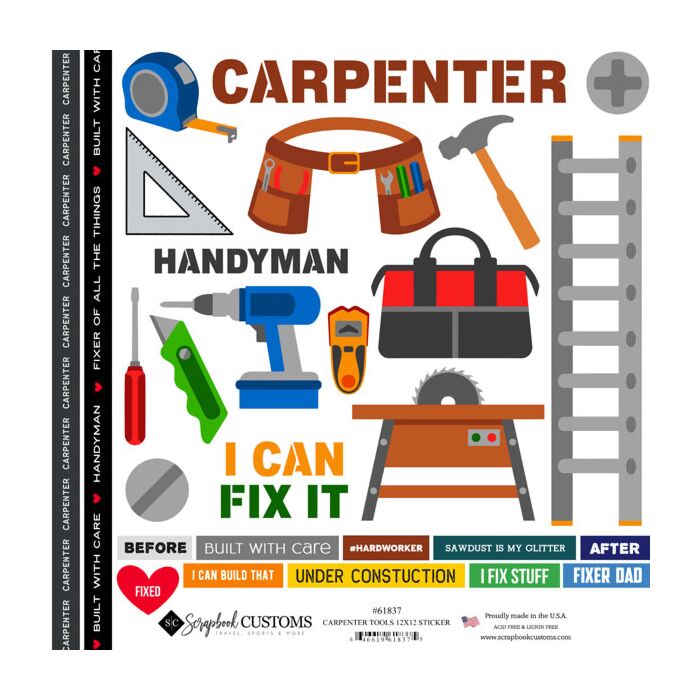 Preorder Scrapbook Customs Carpenter Tools Sticker