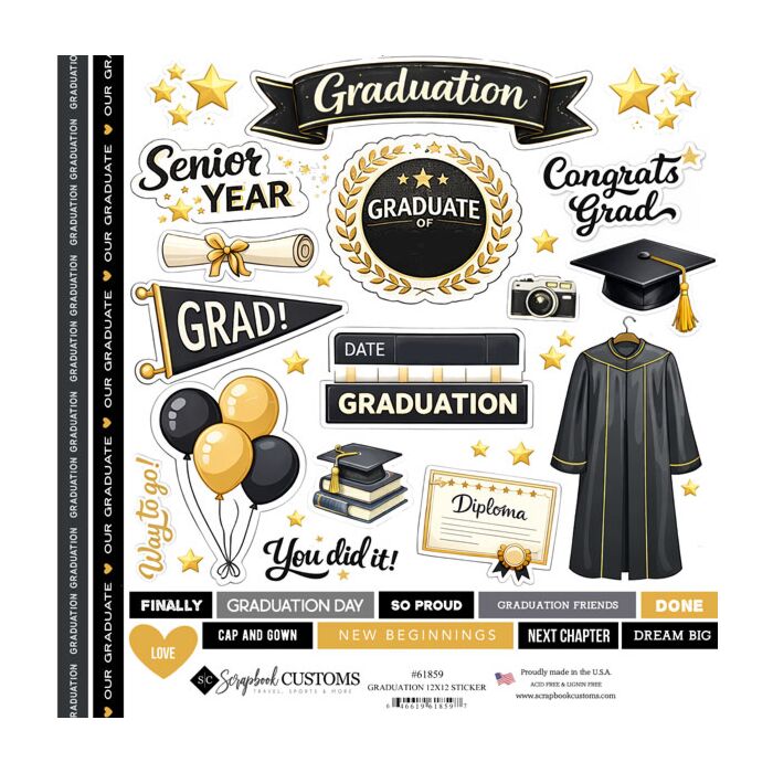 Preorder Scrapbook Customs Graduation 12x12 Sticker