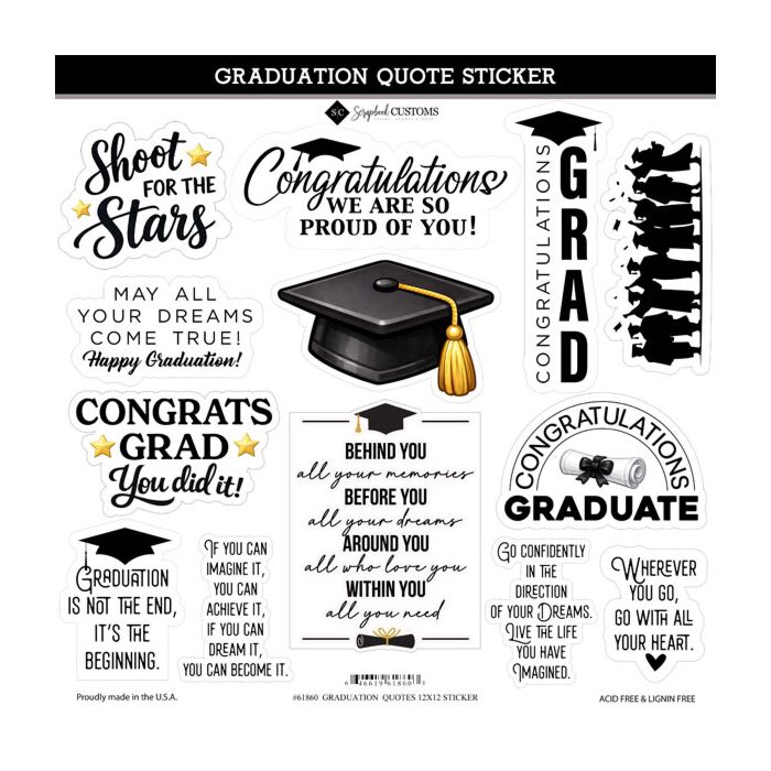 Preorder Scrapbook Customs Graduation Quote 12x12 Sticker