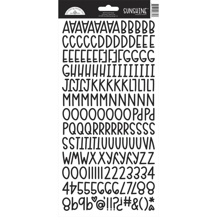 Doodlebug Sunshine Cardstock Alpha Stickers 6"X13"-Beetle Black