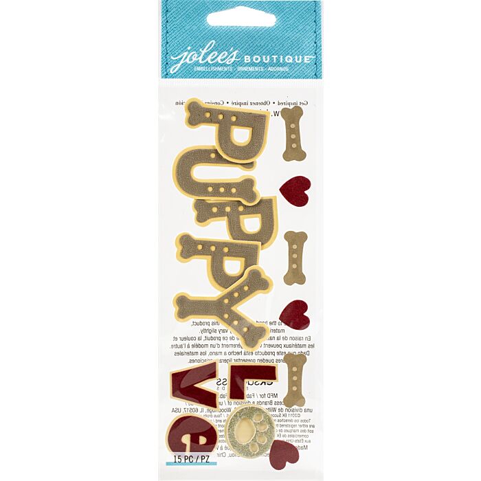 Jolee's Boutique Title Waves Dimensional Stickers-Puppy Love