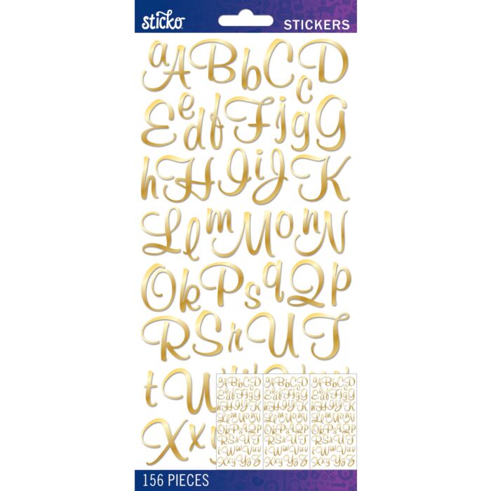 Sticko Alphabet Stickers-Alpha Medium Stickers - Gold Foil Script
