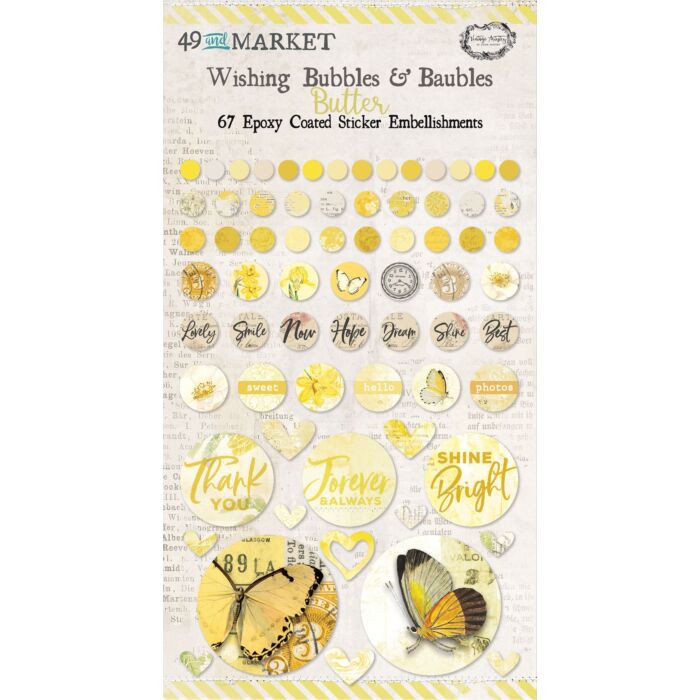 49 And Market Epoxy Coated Wishing Bubbles & Baubles 67/Pkg-Butter