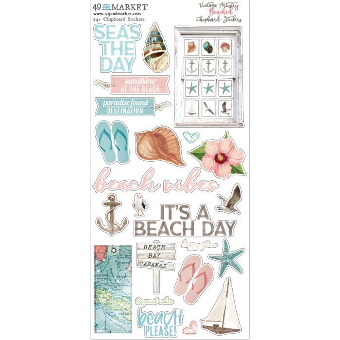 49 and Market Vintage Artistry Beached Chipboard Stickers 6"X12"- 