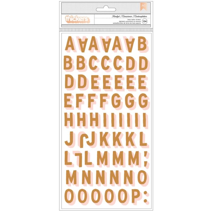 American Crafts Jen Hadfield Peaceful Heart Thickers Stickers 134/Pkg-Alphabet