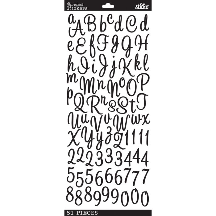 Sticko Alphabet Stickers-Sweetheart Script Black