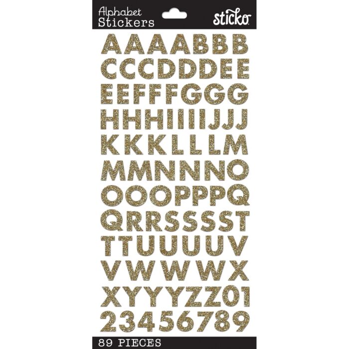 Sticko Alphabet Stickers-Gold Glitter Futura