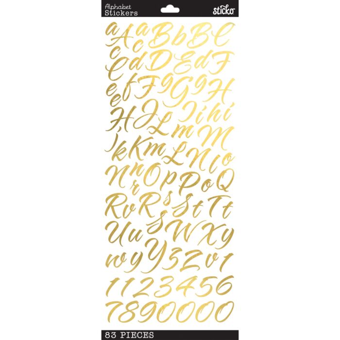 Sticko Alphabet Stickers-Brush Stroke Gold Script