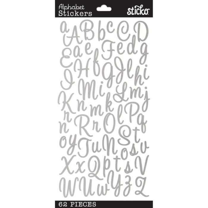 Sticko Alphabet Stickers-Sweetheart Script Silver Foil
