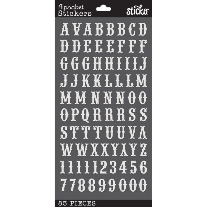 Sticko Alphabet Stickers-Carnival White Glitter