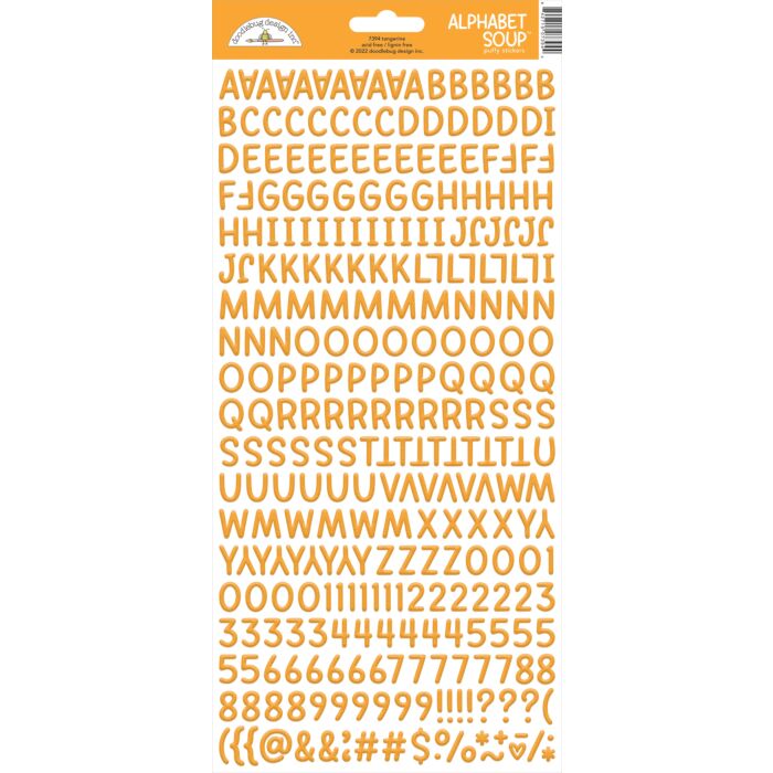 Doodlebug Alphabet Soup Puffy Stickers 6"X13"-Tangerine