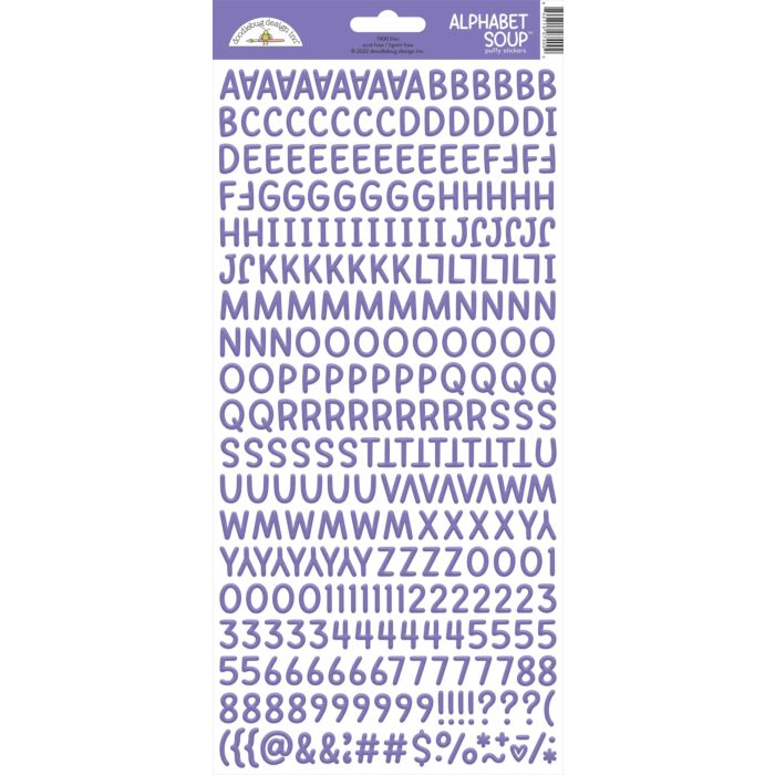 Doodlebug Alphabet Soup Puffy Stickers 6"X13"-Lilac