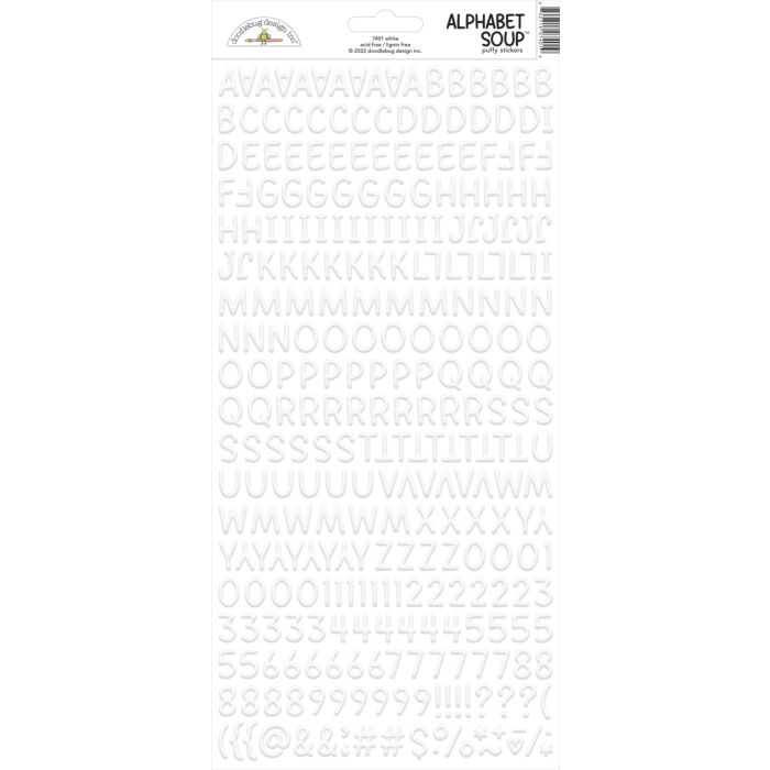Doodlebug Alphabet Soup Puffy Stickers 6"X13"-Lily White