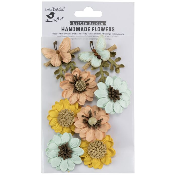 Little Birdie Arcadia Paper Flowers 8/Pkg-Sunshine And Lemonade