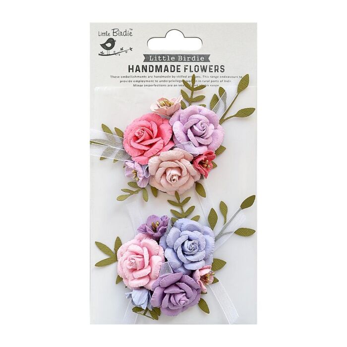 Little Birdie Arion Paper Flowers 2/Pkg-Fairy Sparkle