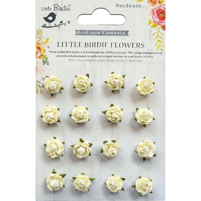 Little Birdie Beaded Micro Roses 16/Pkg-Moon Lights