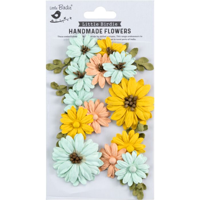 Little Birdie Fairy Garden Paper Flowers 5/Pkg-Sunshine And Lemonade