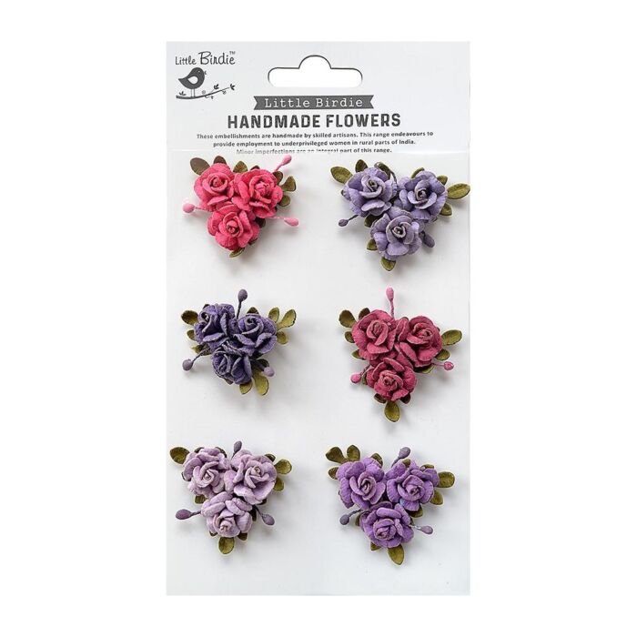 Little Birdie Francisca Paper Flowers 6/Pkg-Birds And Berries