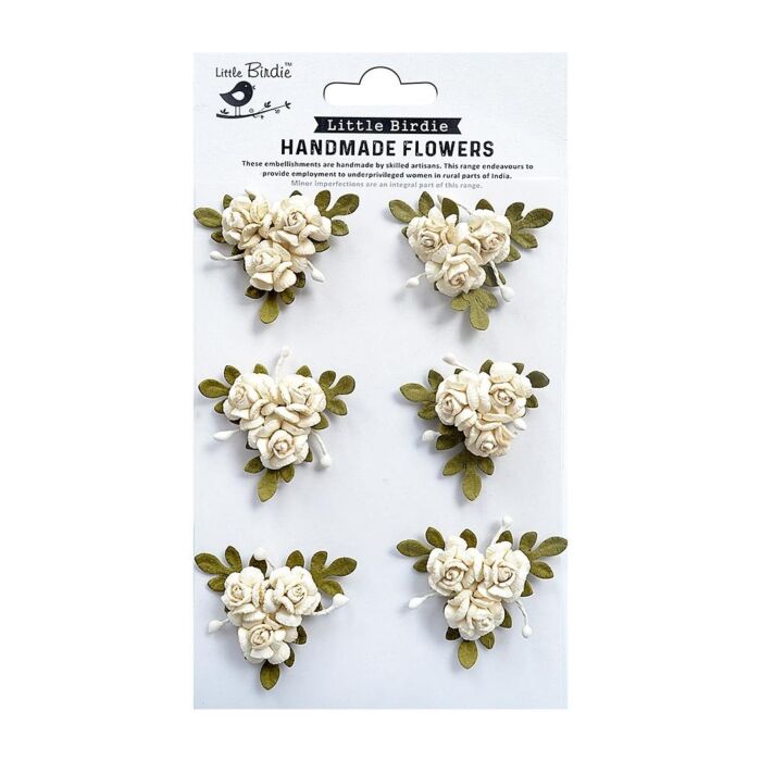 Little Birdie Francisca Paper Flowers 6/Pkg-Shabby Chic