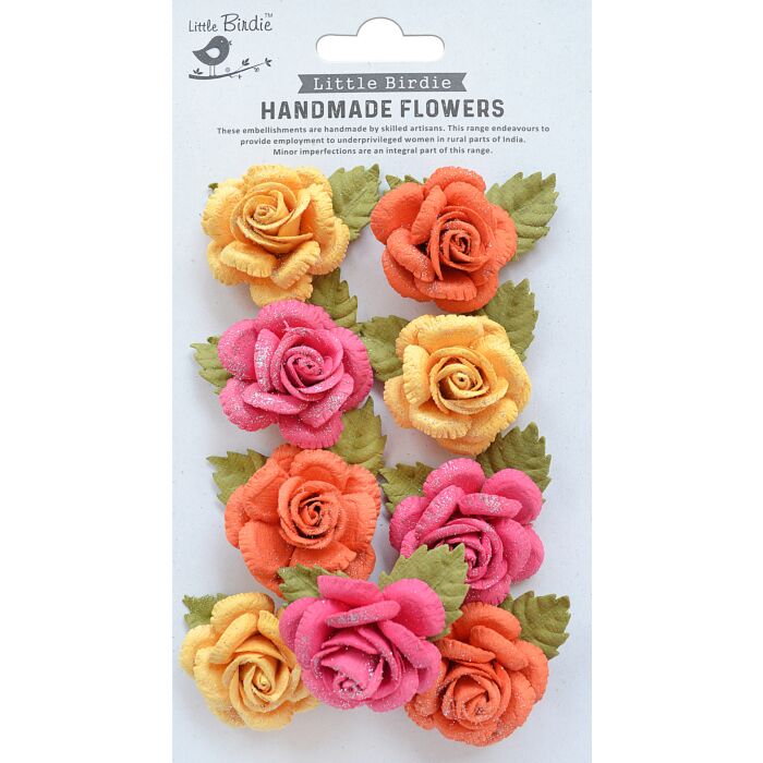 Little Birdie Karin Paper Flowers 8/Pkg-Boho Vibes