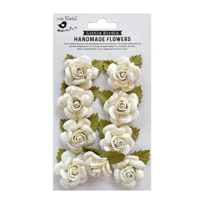 Little Birdie Karin Paper Flowers 8/Pkg-Shabby Chic