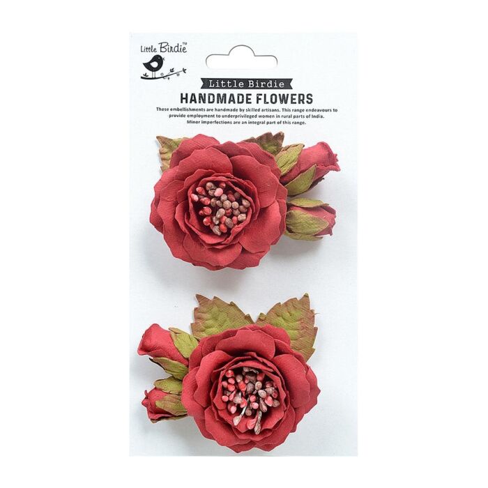 Little Birdie Marika Paper Flowers 2/Pkg-Love and Roses