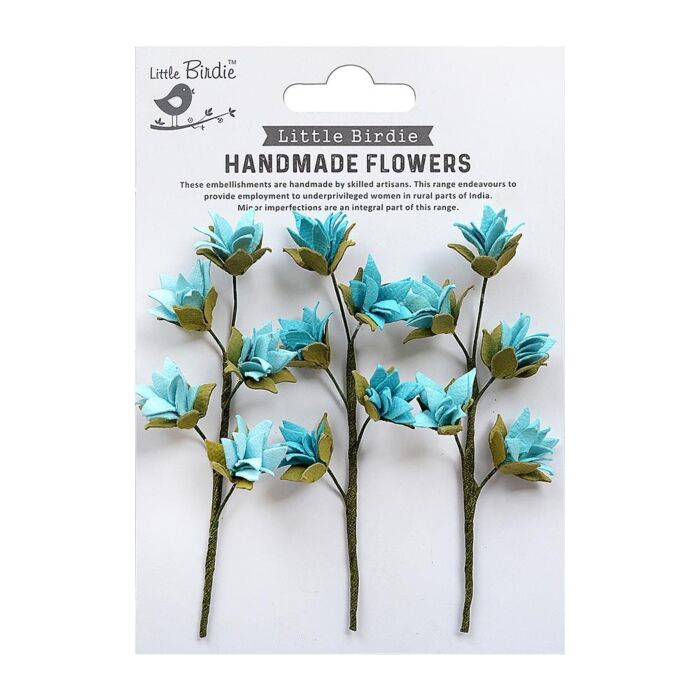 Little Birdie Queenie Paper Flower Stems 3/Pkg-Song Of The Sea