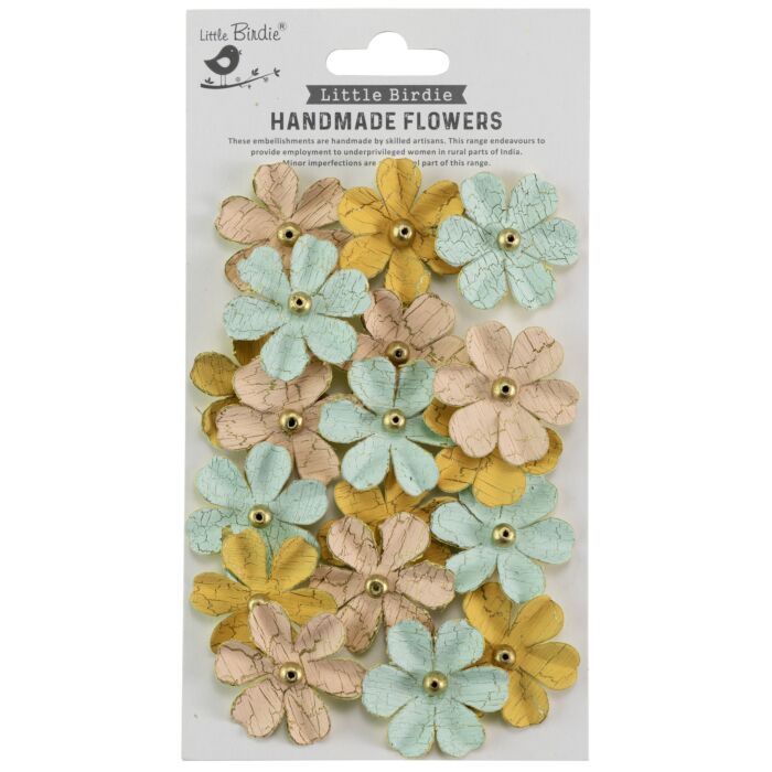 Little Birdie Zoey Washed Paper Flowers 18/Pkg-Sunshine And Lemonade
