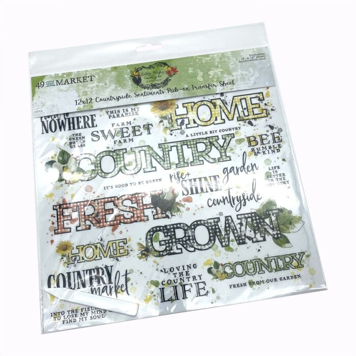 49 and Market Vintage Artistry Countryside Rub-Ons 12"X12" 1/Sheet-Sentiments