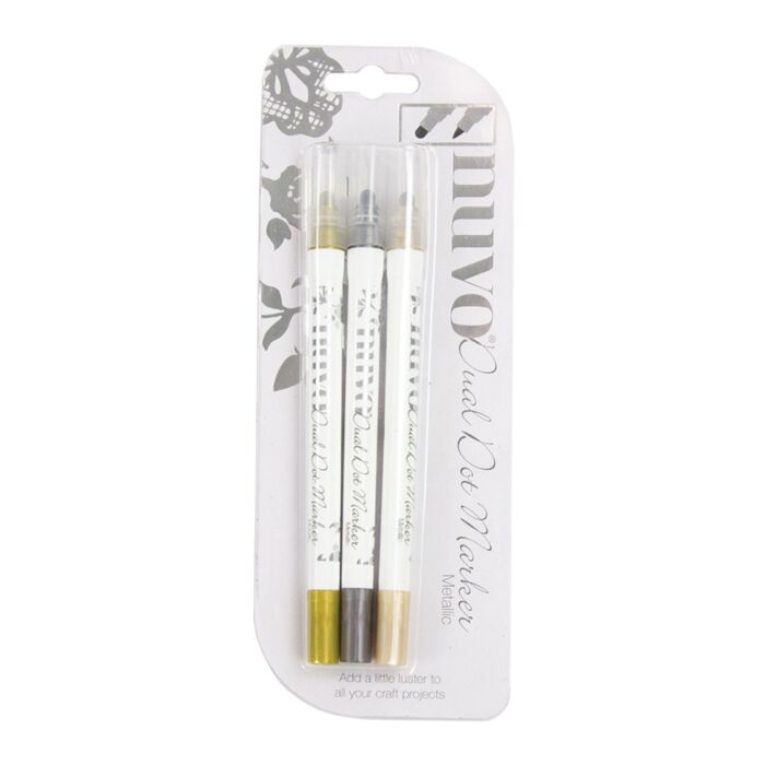 Nuvo Metallic Dual Tip Dot Markers 3/Pkg-Assorted